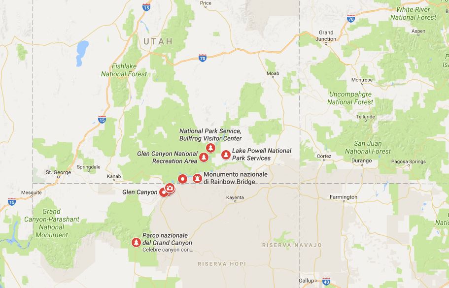 Il Glen Canyon sulla mappa